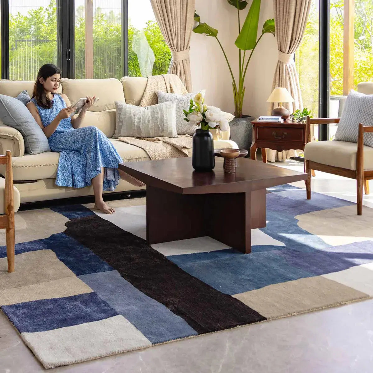 Block Check Premium Hand Tufted Carpet Rugverse