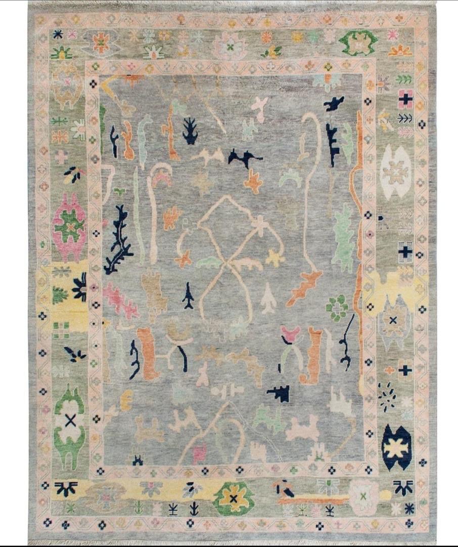 Lilly Grey Handmade Handknotted Wool Area Rug