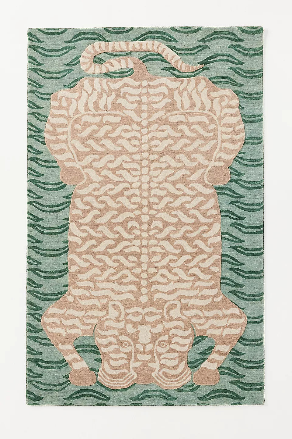 Wool Hand-Tufted Green Tiger Rug