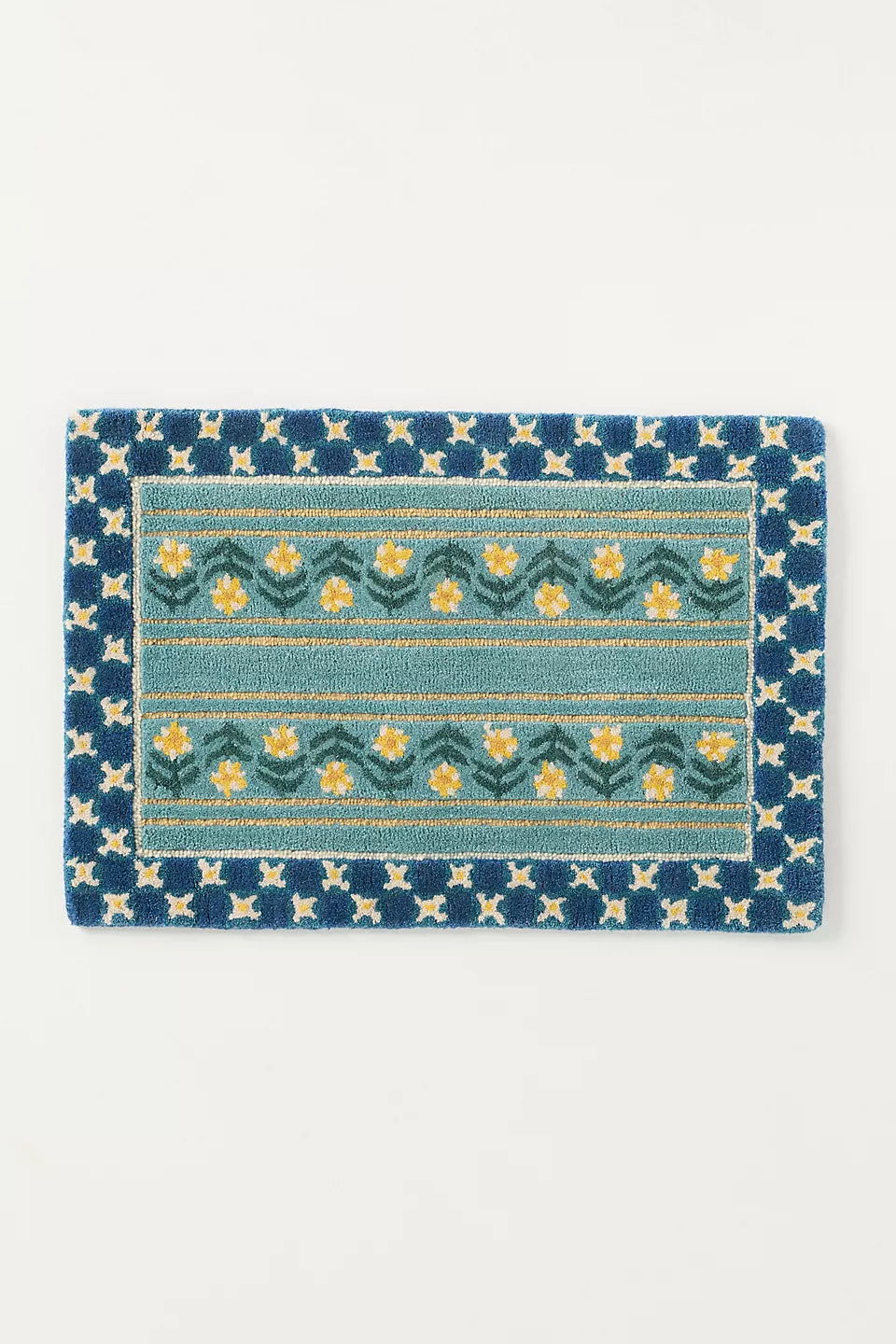 Printed Goods Tufted Wool Floral Striped Rug