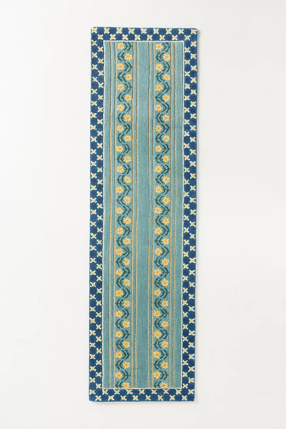 Printed Goods Tufted Wool Floral Striped Rug