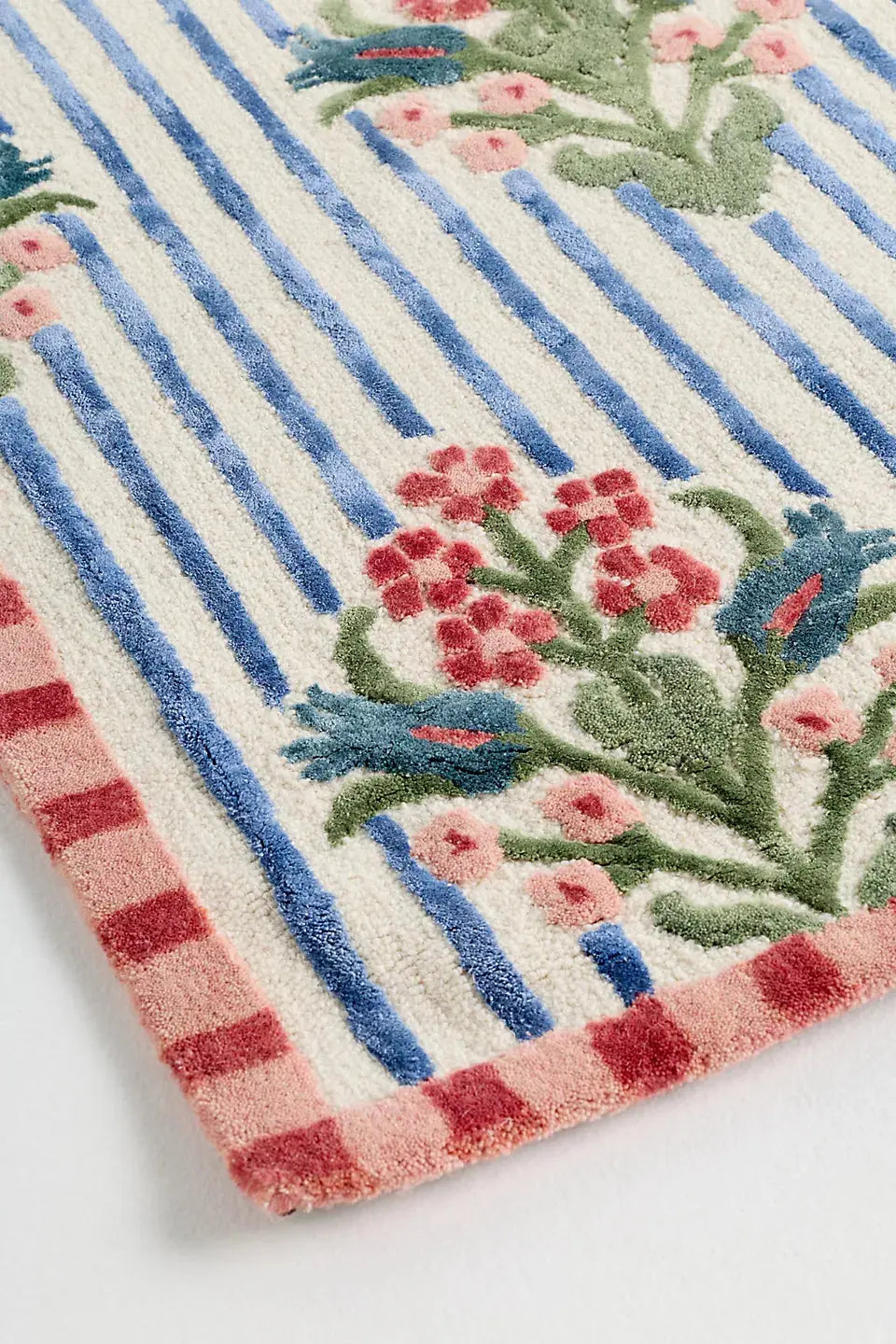 Amore Wool-Viscose Blend Floral Striped Carpet &  Rug