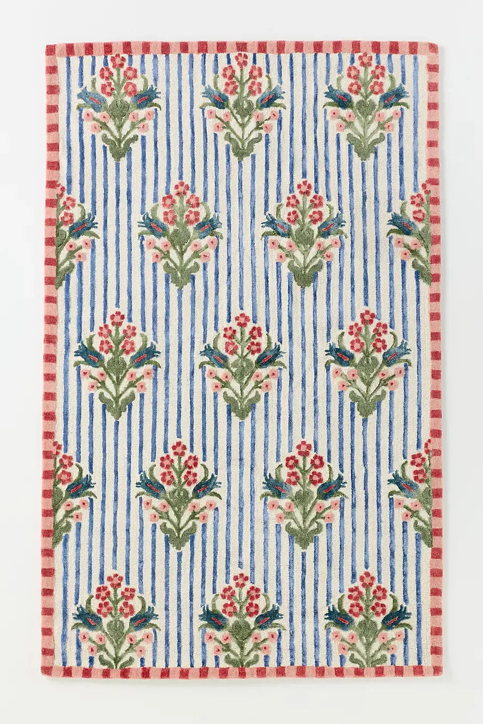 Amore Wool-Viscose Blend Floral Striped Carpet &  Rug Rugverse