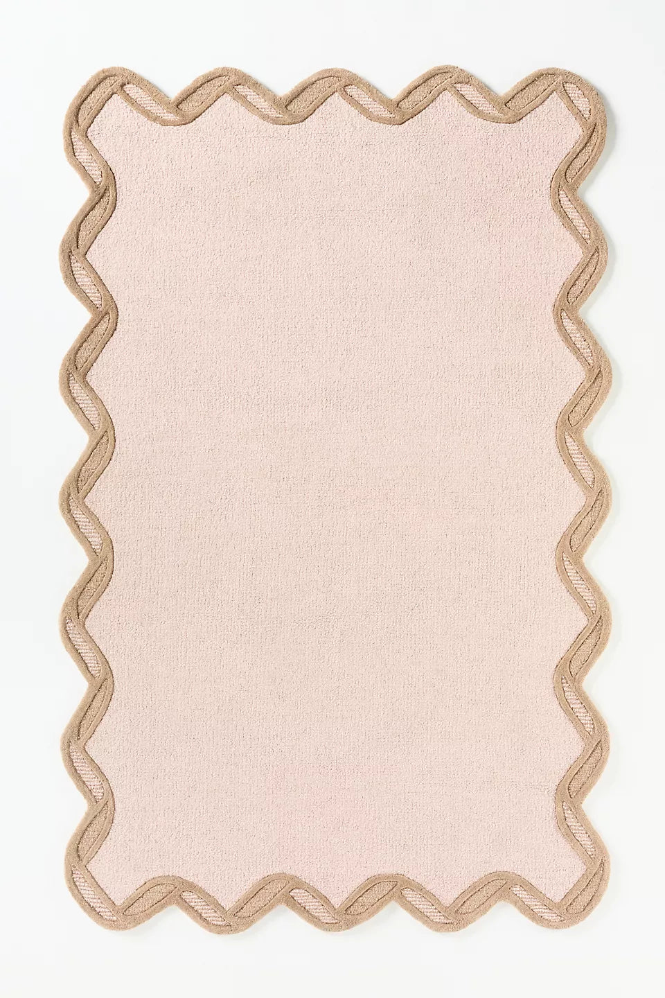 Pink Blush Scallop Handmade Tufted Wool Area Rug For Bedroom Livingroom Office Kitchen Nursery Entryway modern Rug