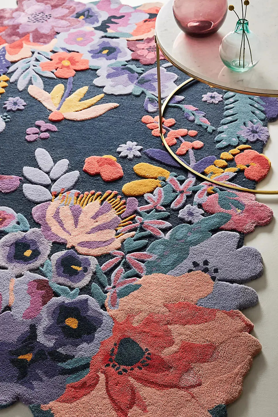 Jardin Blue Floral Rug Rugverse