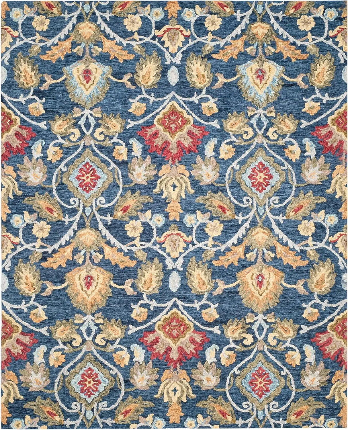Midnight Flora Blue woolen Hand Tufted Carpet Rugverse