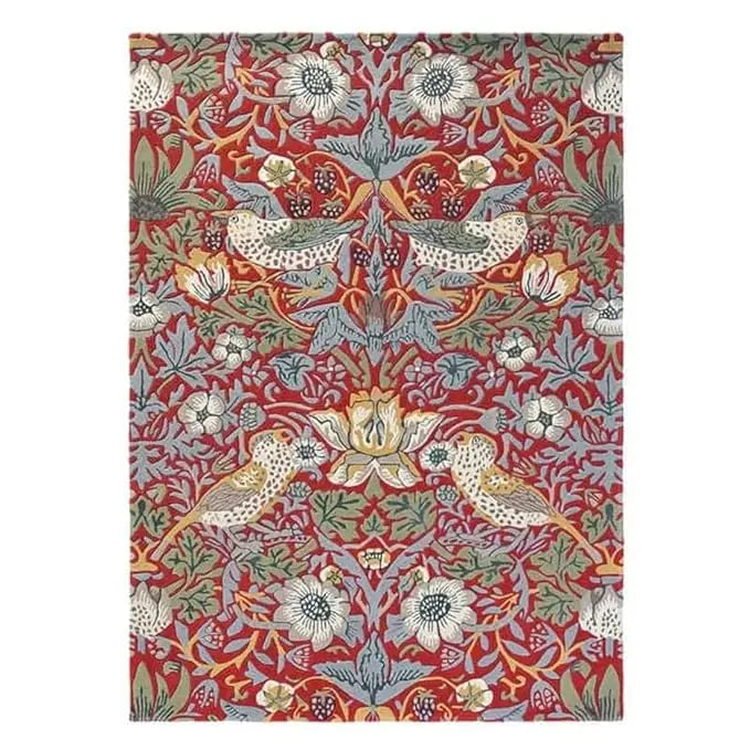 Maroon Multicolor Foliage Hand-Tufted Rug Rugverse