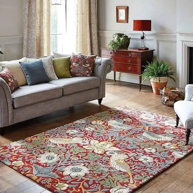 Maroon Multicolor Foliage Hand-Tufted Rug Rugverse