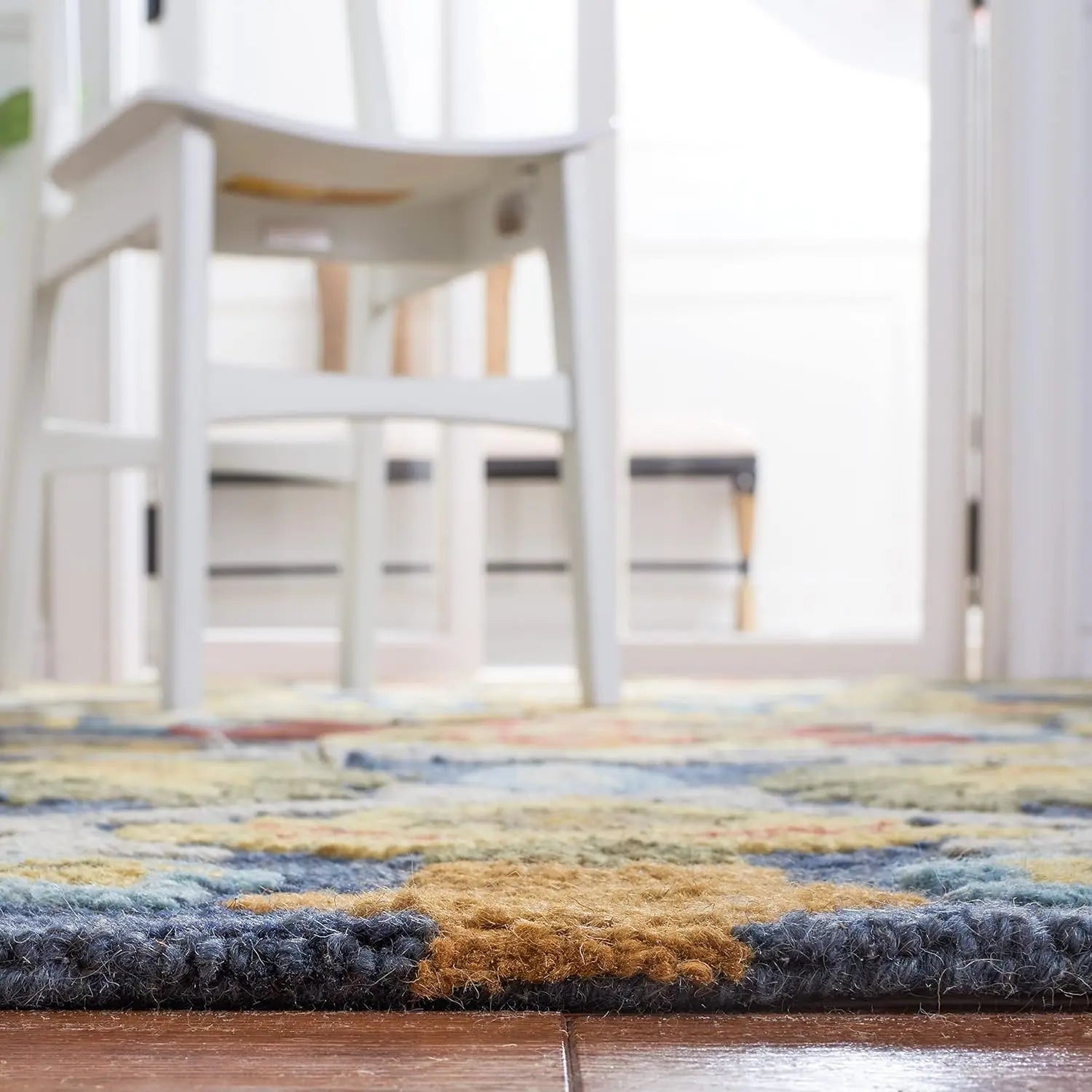 Midnight Flora Blue woolen Hand Tufted Carpet Rugverse