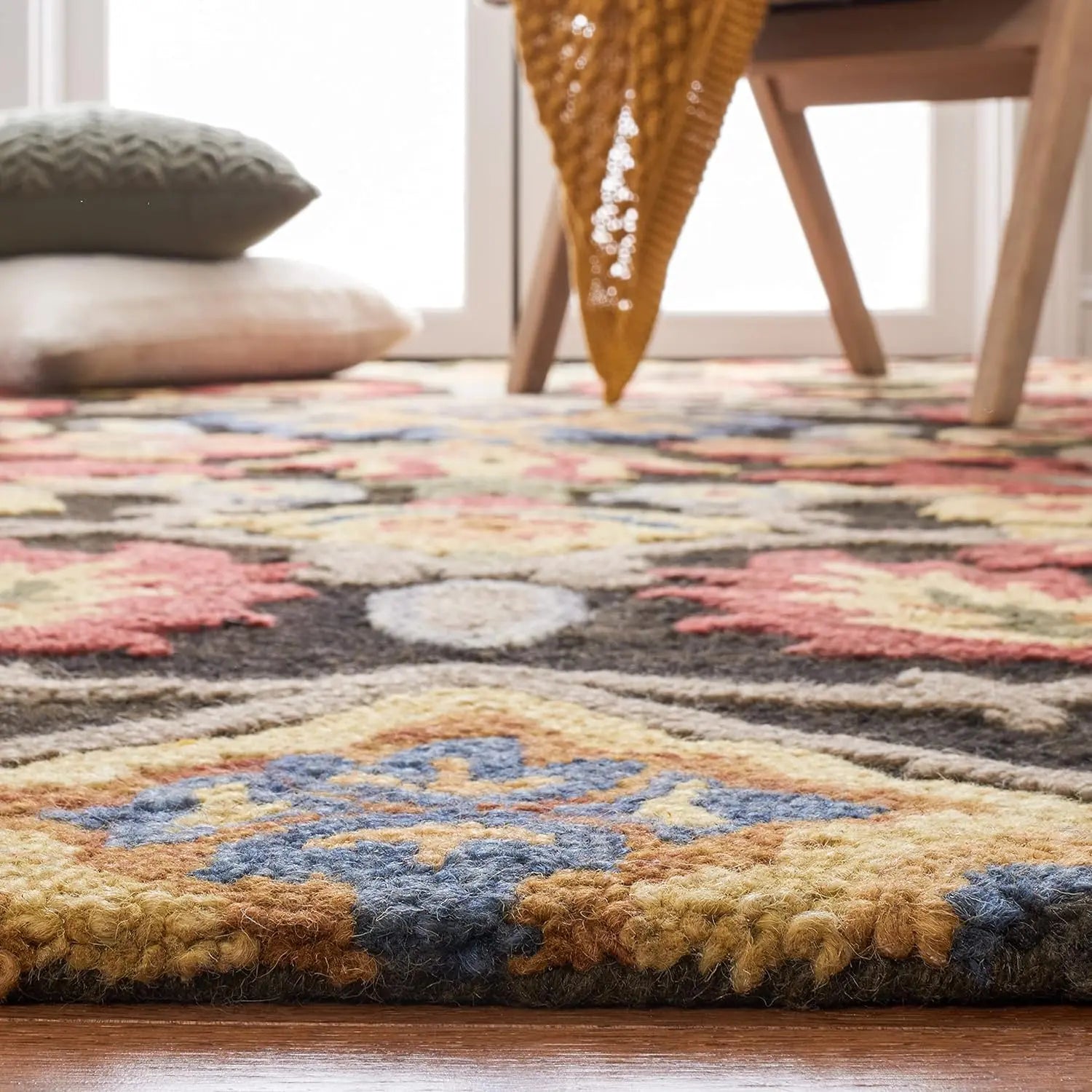 Midnight Flora Brown woolen Hand Tufted Carpet Rugverse