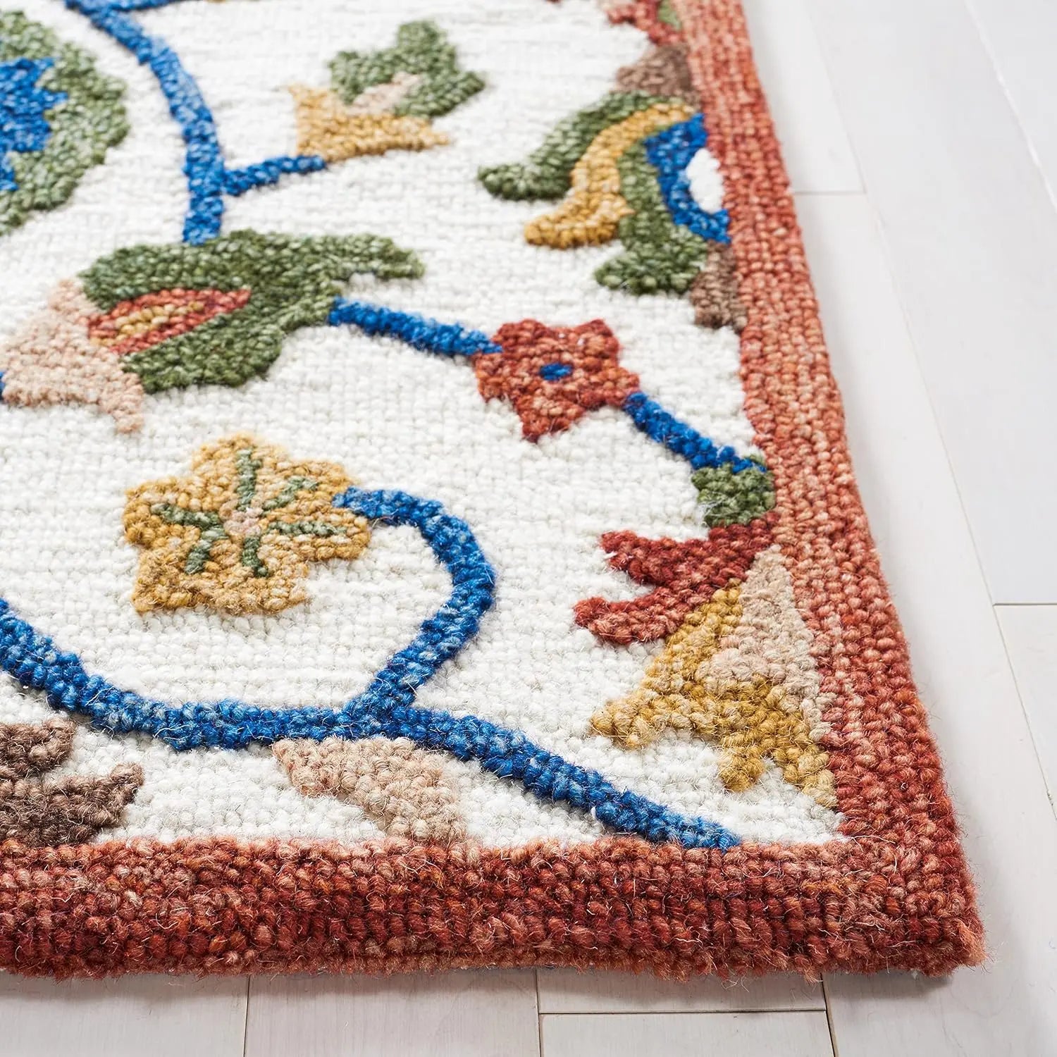Midnight Flora White woolen Hand Tufted Carpet Rugverse