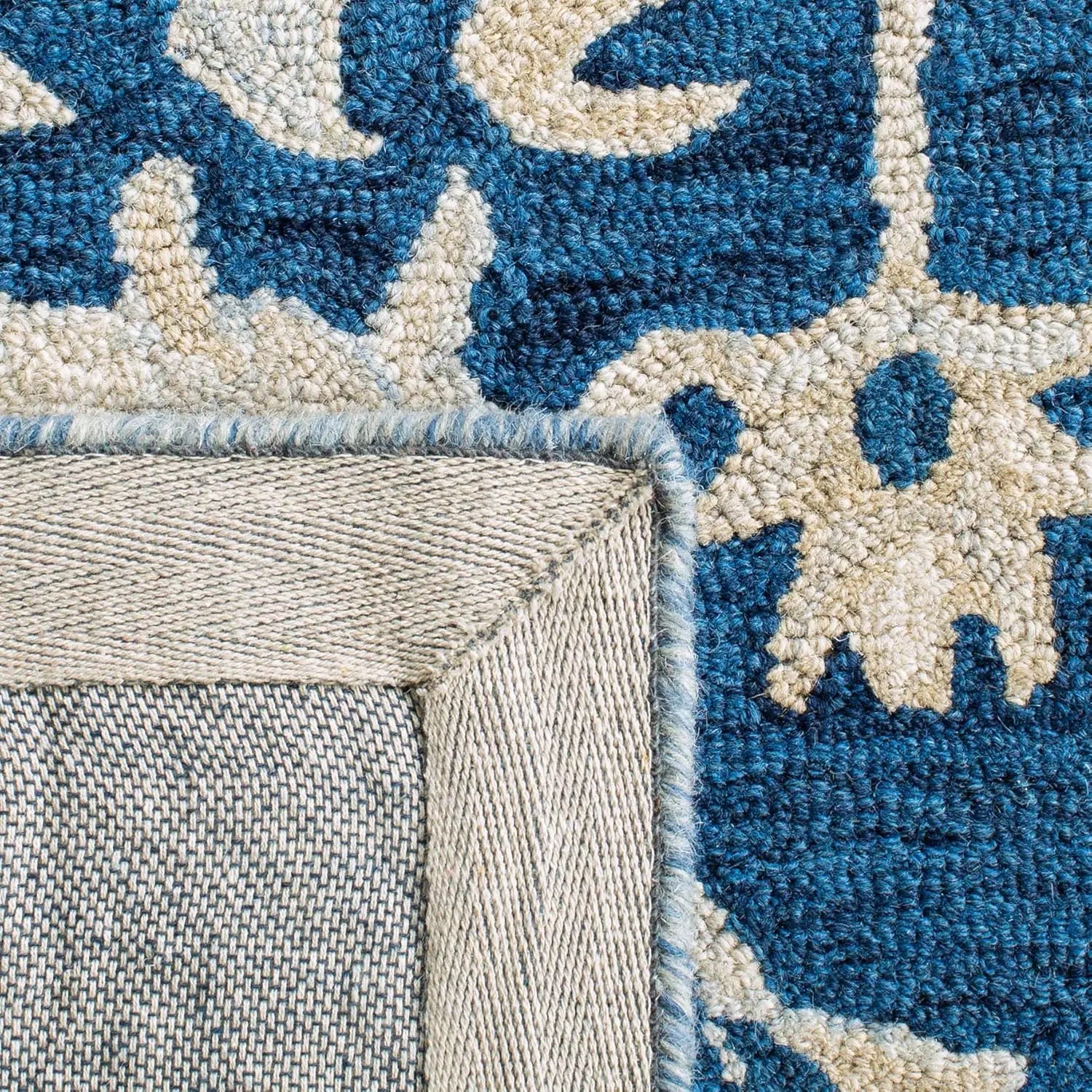 Afghan Aura Blue woolen Hand Tufted Carpet Rugverse