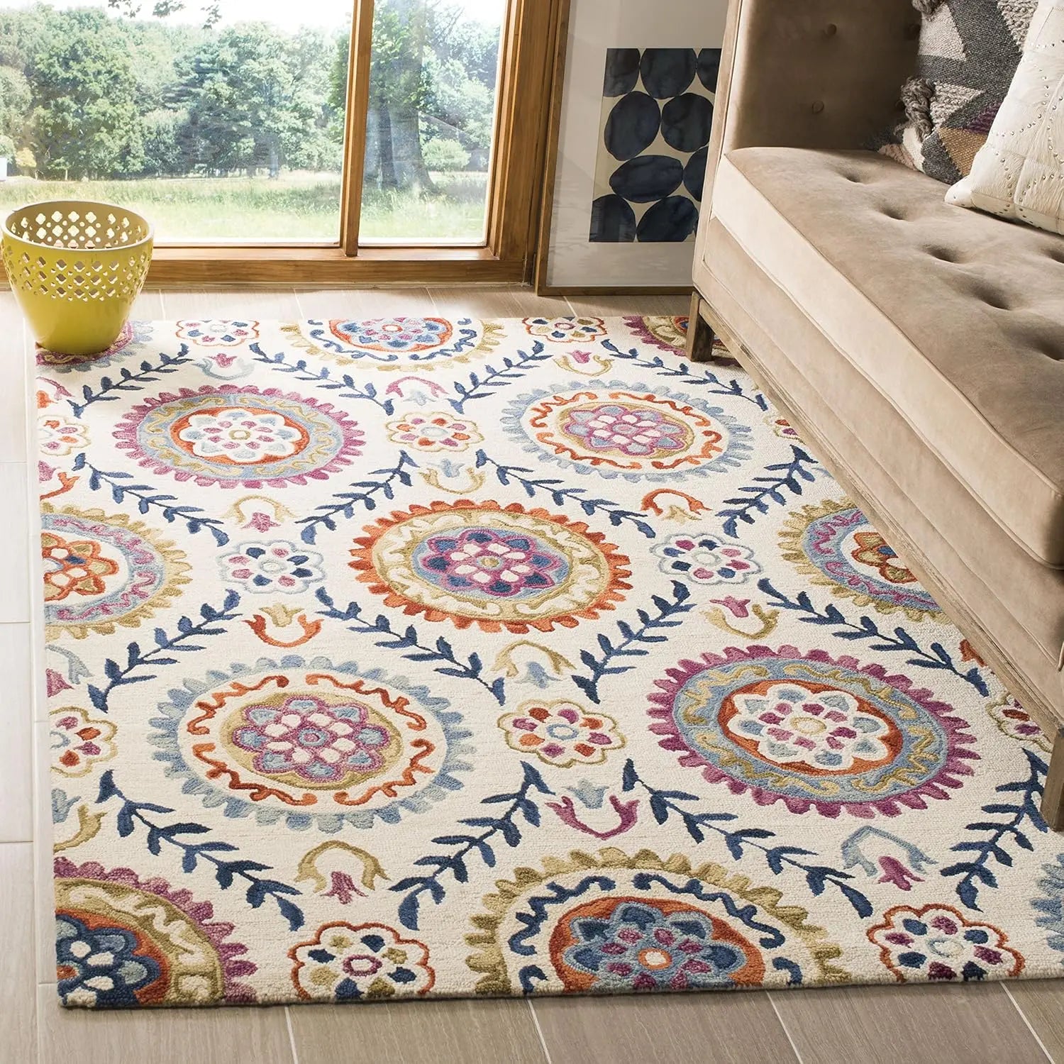 Farashat White woolen Hand Tufted Carpet Rugverse