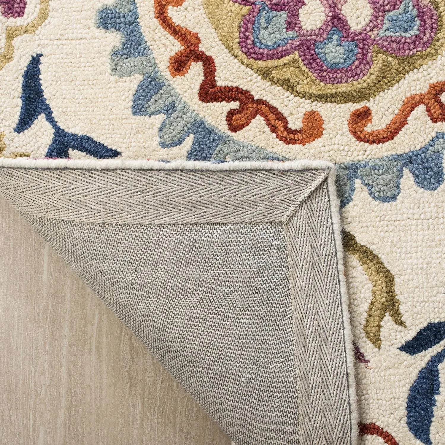 Farashat White woolen Hand Tufted Carpet Rugverse