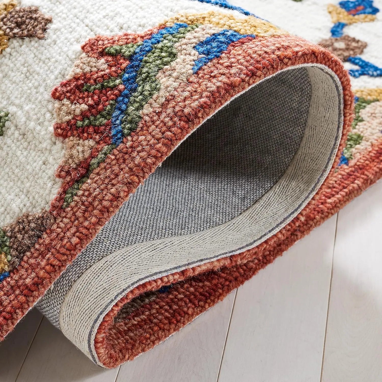 Midnight Flora White woolen Hand Tufted Carpet Rugverse