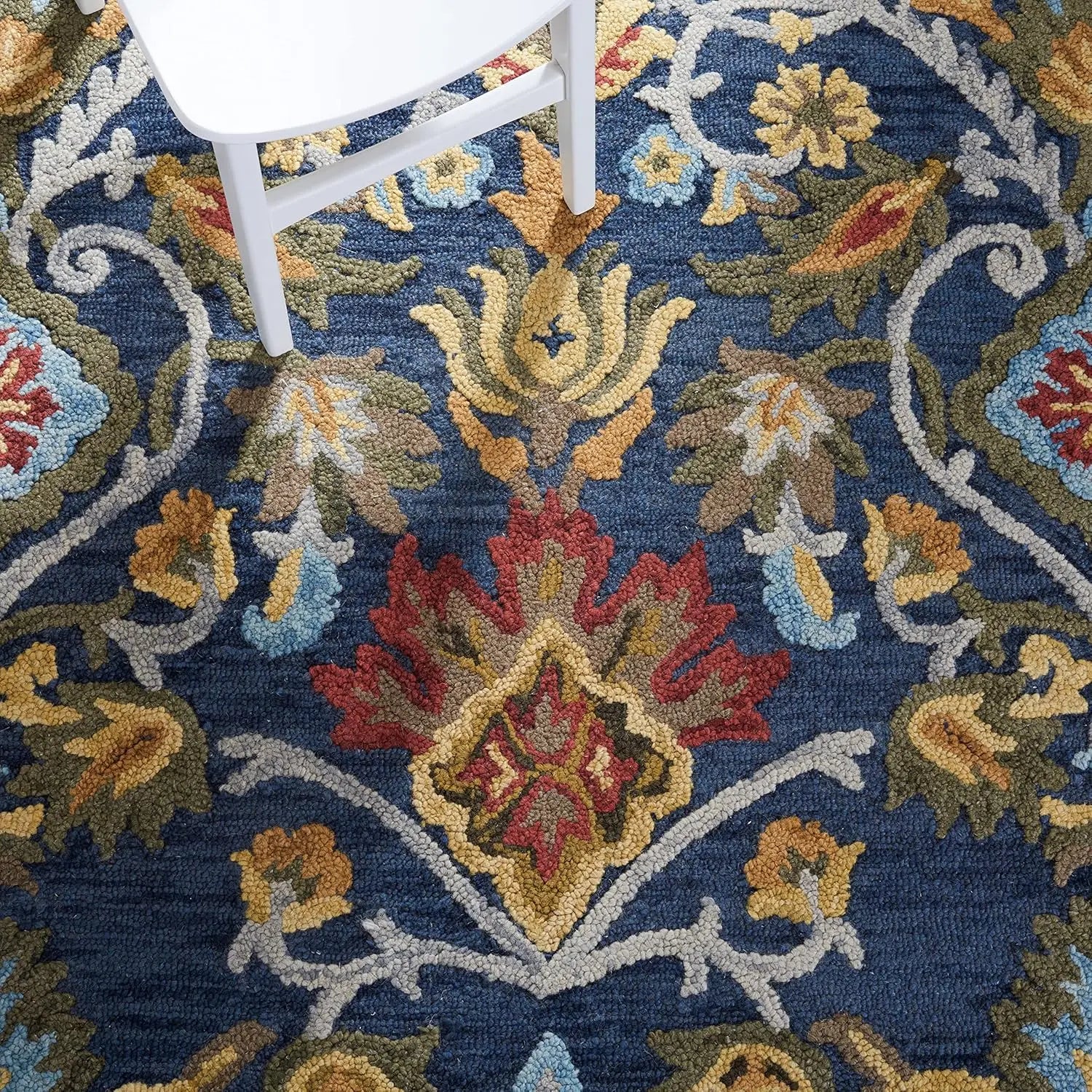 Midnight Flora Blue woolen Hand Tufted Carpet Rugverse