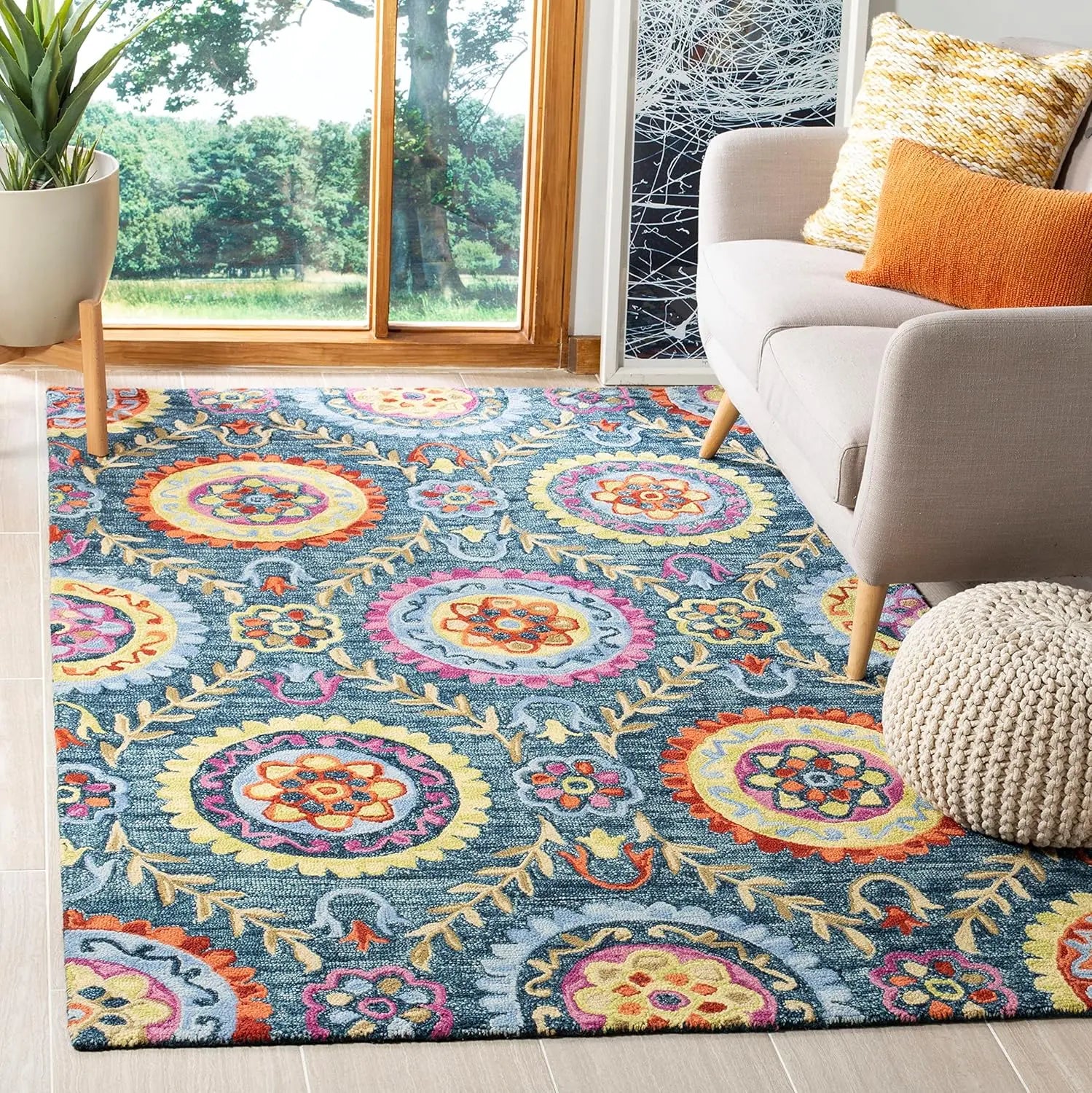 Farashat Blue woolen Hand Tufted Carpet Rugverse