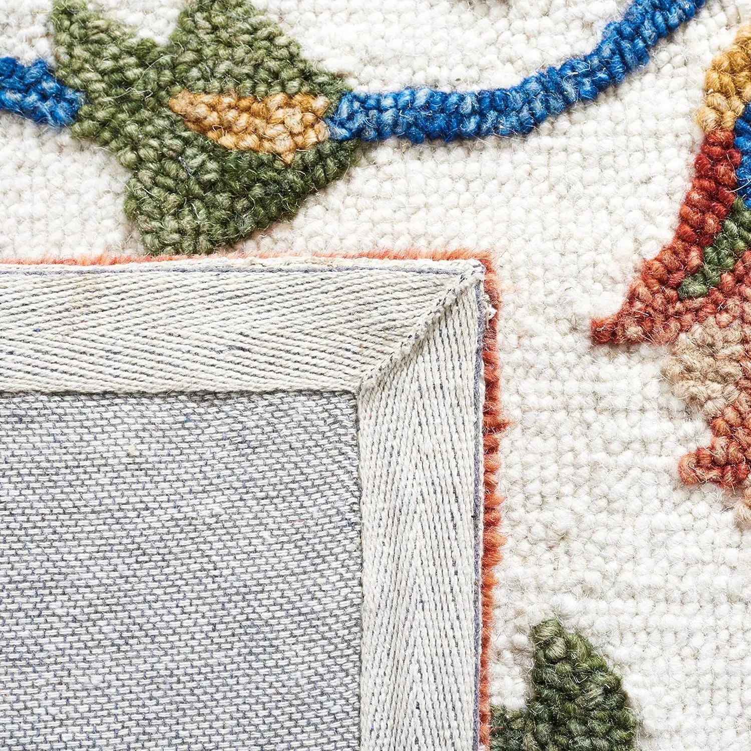Midnight Flora White woolen Hand Tufted Carpet Rugverse