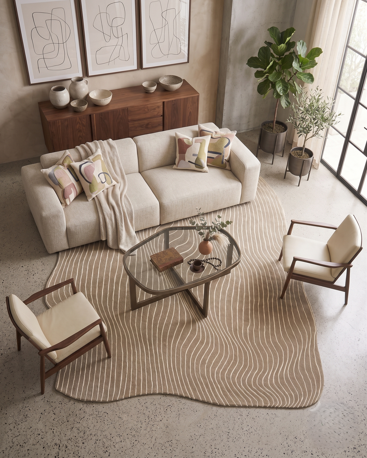 Fluid Horizon Carpet – hand tufted irregular shaped carpet | Irregular Carpets by Rugverse