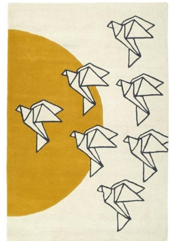 Sunrise Bird Flying Origami Handmade Tufted Wool Area Rug For Bedroom Livingroom Office Kitchen Nursery Entryway modern Rug