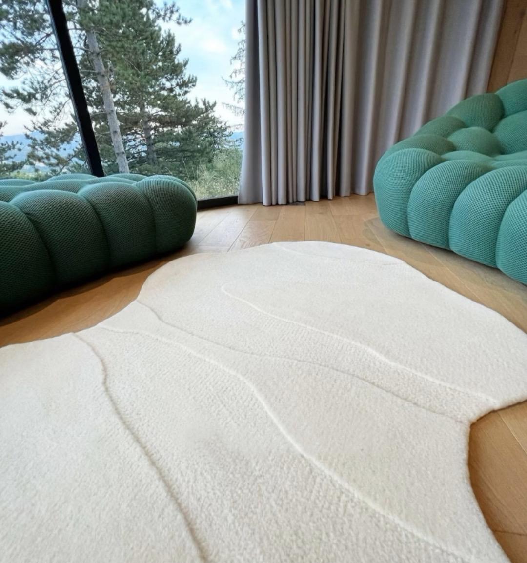 Irregular High low Pile  Handmade Tufted Wool Area Rug For Bedroom Livingroom Office Kitchen Nursery Entryway modern Rug