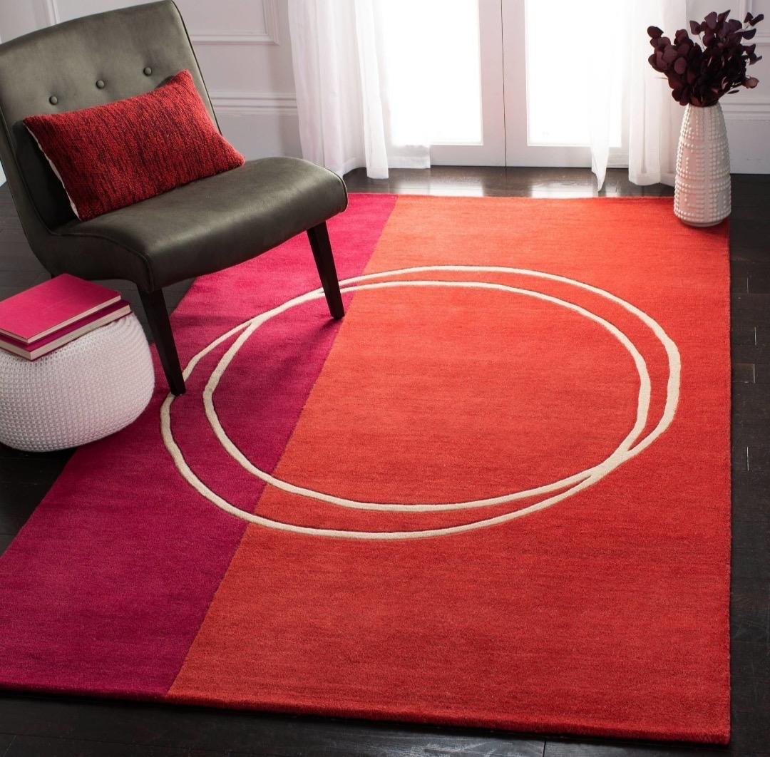 Rodeo Pink Red Handmade Tufted Wool Area Rug For Bedroom Livingroom Office Kitchen Nursery Entryway modern Rug (Copy)