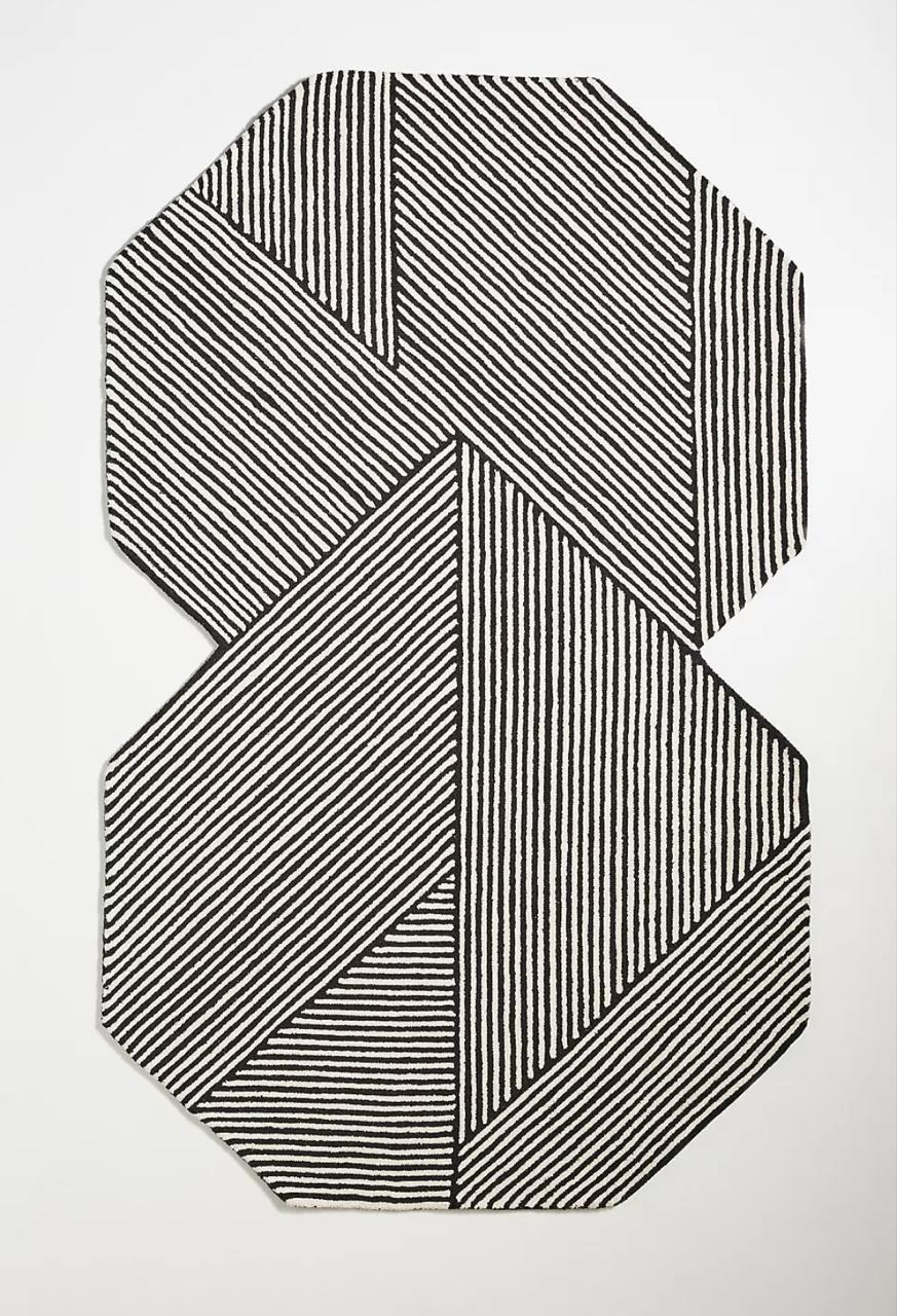 Stripe Illusion Handmade Tufted Wool Area Rug For Bedroom Livingroom Office Kitchen Nursery Entryway modern Rug