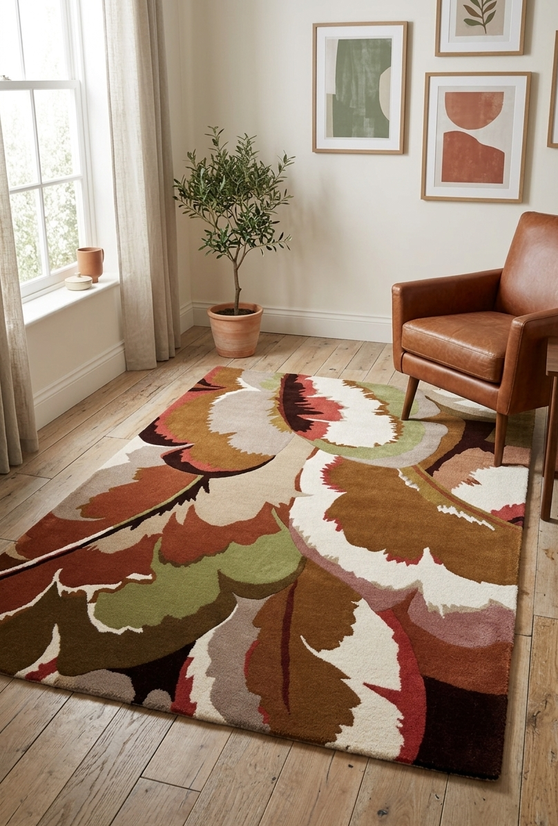 Wild Leaf Floral Rug Carpet