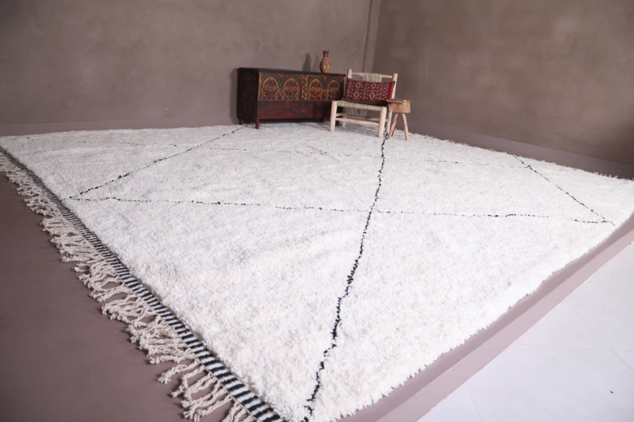 Handmade beni ourain Moroccan rug - Wool berber rug - Custom Area Rug