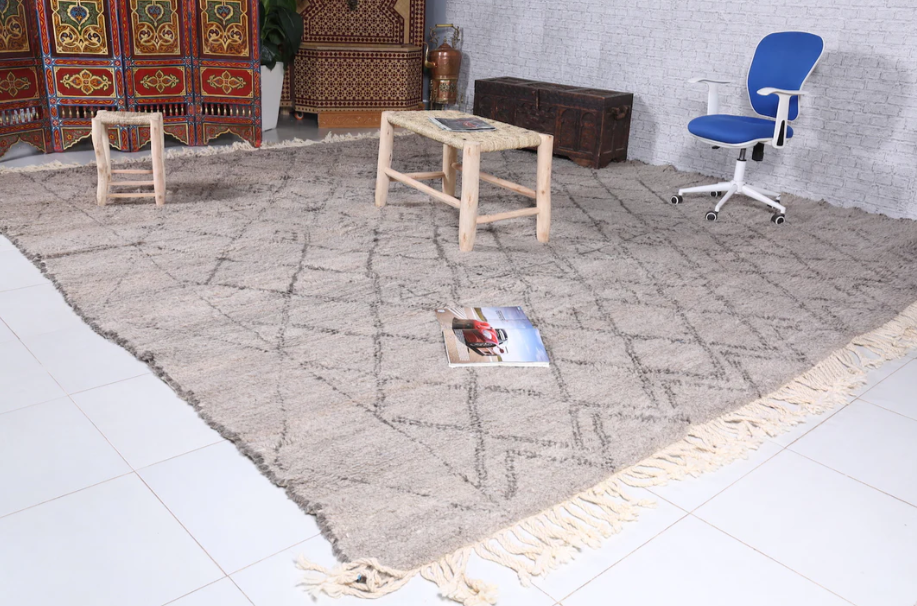 Gray Moroccan rug - Berber Rug Carpet - Custom Rug