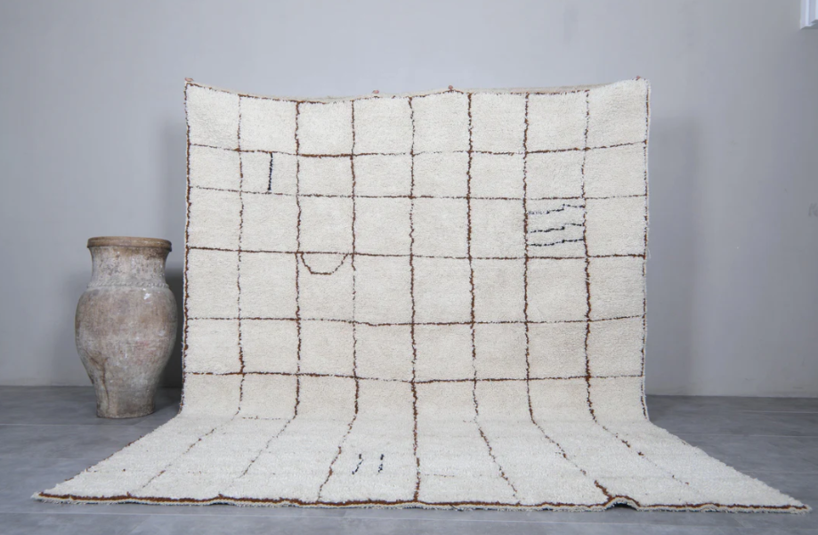Grid Moroccan area rug - Handmade rug morocco
