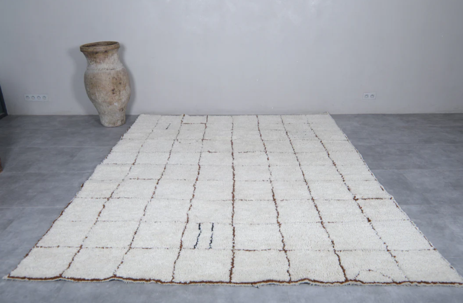 Grid Moroccan area rug - Handmade rug morocco