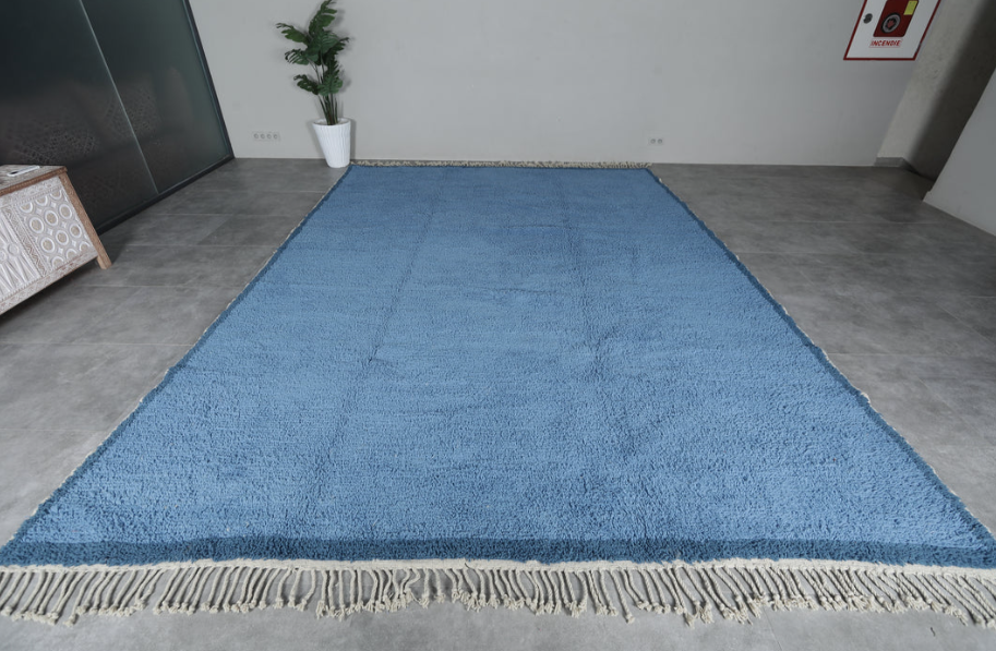 Handwoven Moroccan Rug – Elegant Blue Design - Wool Rug