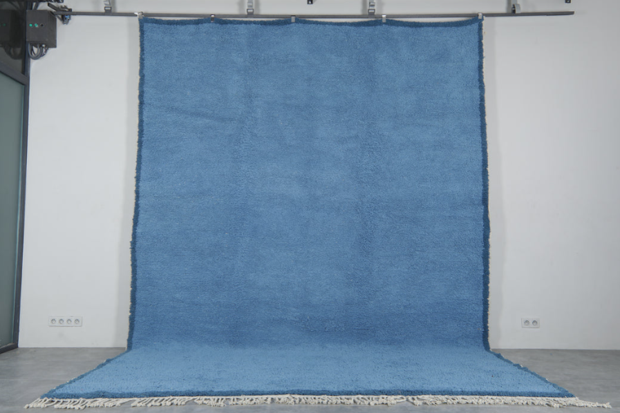 Handwoven Moroccan Rug – Elegant Blue Design - Wool Rug