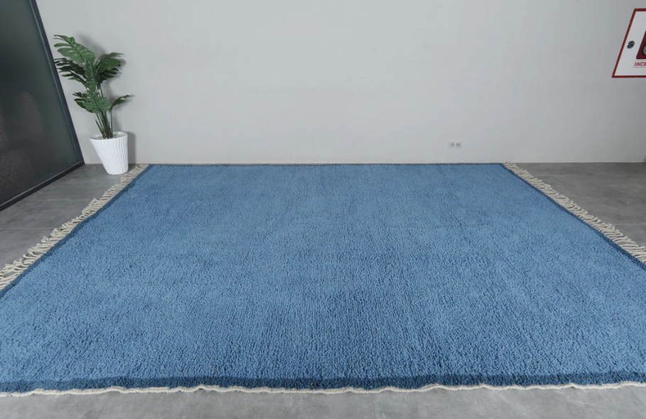 Handwoven Moroccan Rug – Elegant Blue Design - Wool Rug