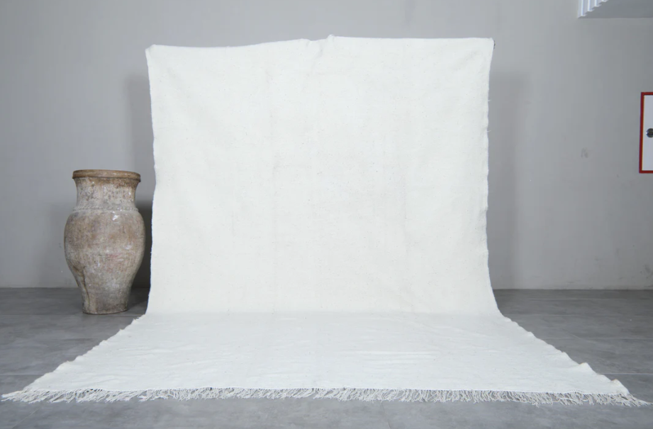 Moroccan rug white - Flat woven kilim - Berber custom rug - Wool kilim