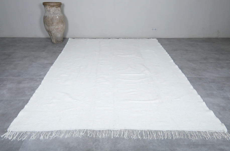 Moroccan rug white - Flat woven kilim - Berber custom rug - Wool kilim