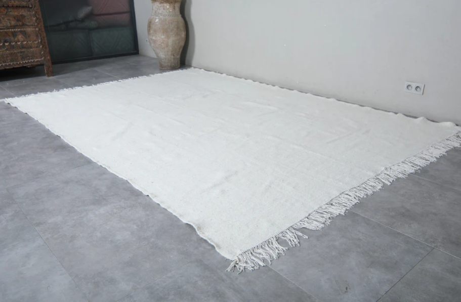 Moroccan rug white - Flat woven kilim - Berber custom rug - Wool kilim