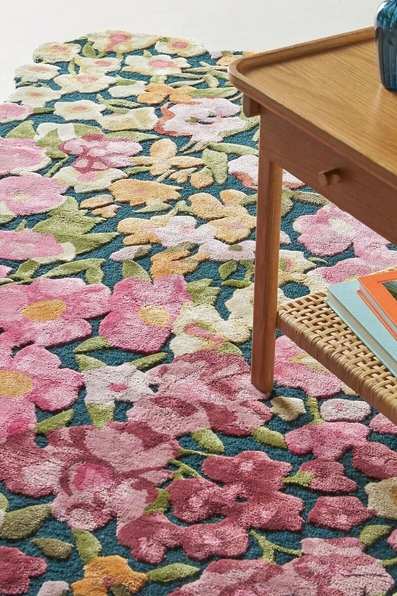 Cassia Red Handmade Tufted Wool Viscose Area Rug For Bedroom Livingroom Office Kitchen Nursery Entryway modern Rug