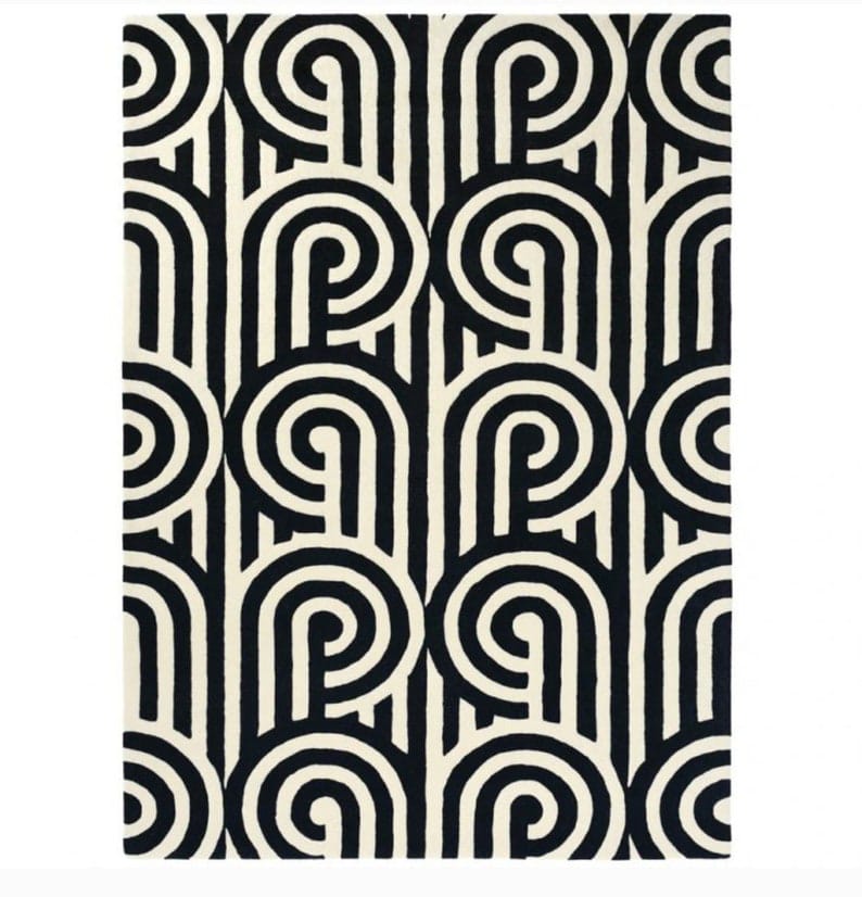 Black and white Handmade Tufted Wool Area Rug For Bedroom Livingroom Office Kitchen Nursery Entryway modern Rug (Copy)