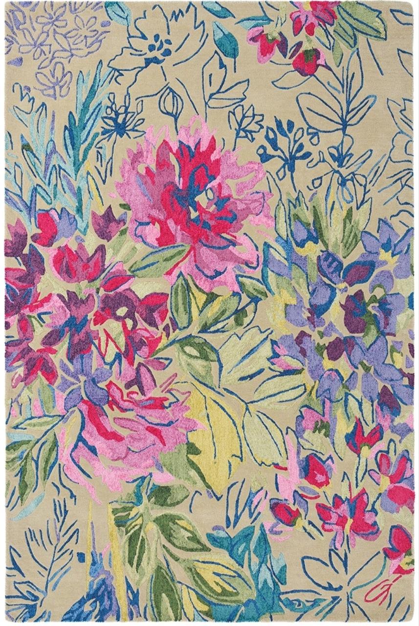 Bluebellgray Ines Jardin Floral Hand-Tufted wool viscose Area Rug Carpet