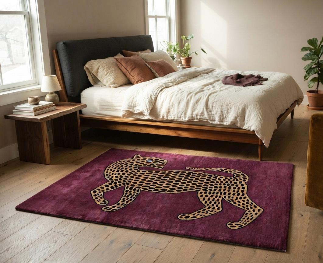 Bold Leopard Design Hand Tufted Rug Carpets