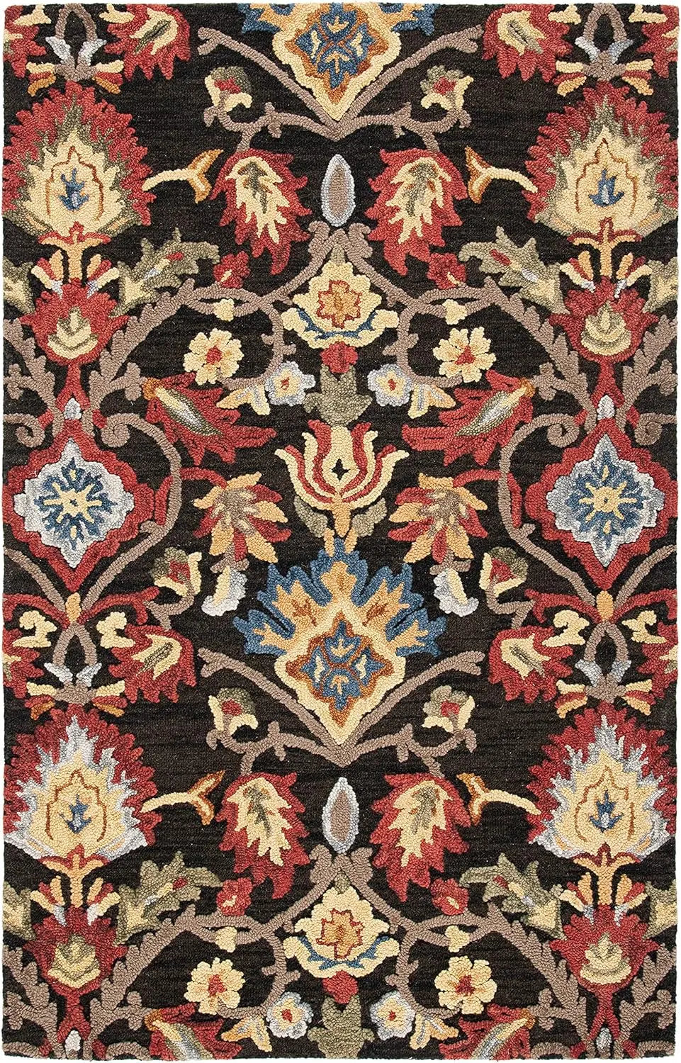 Midnight Flora Brown woolen Hand Tufted Carpet Rugverse