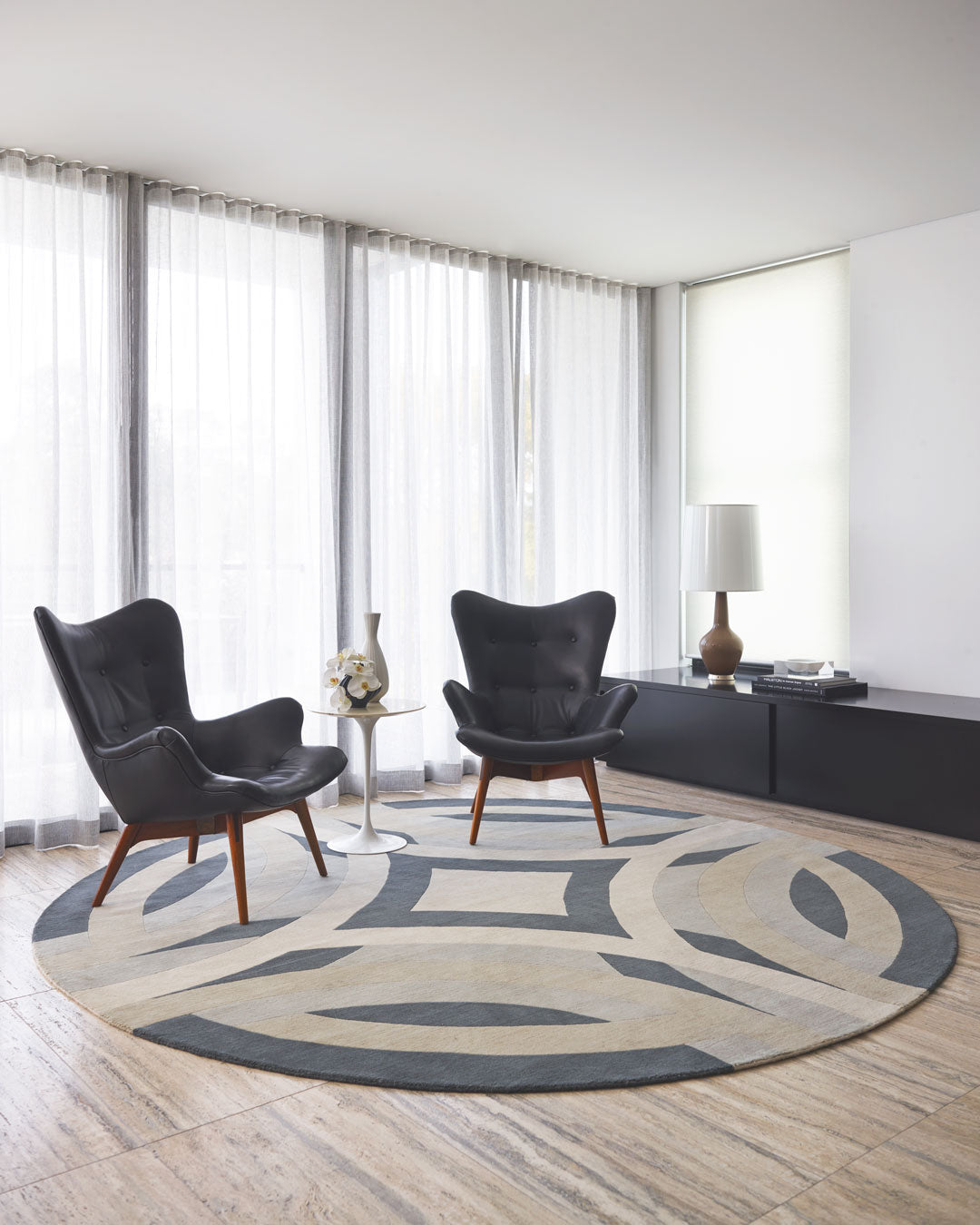 Tropez Round Handmade Tufted Wool Area Rug For Bedroom Livingroom Office Kitchen Nursery Entryway modern Rug