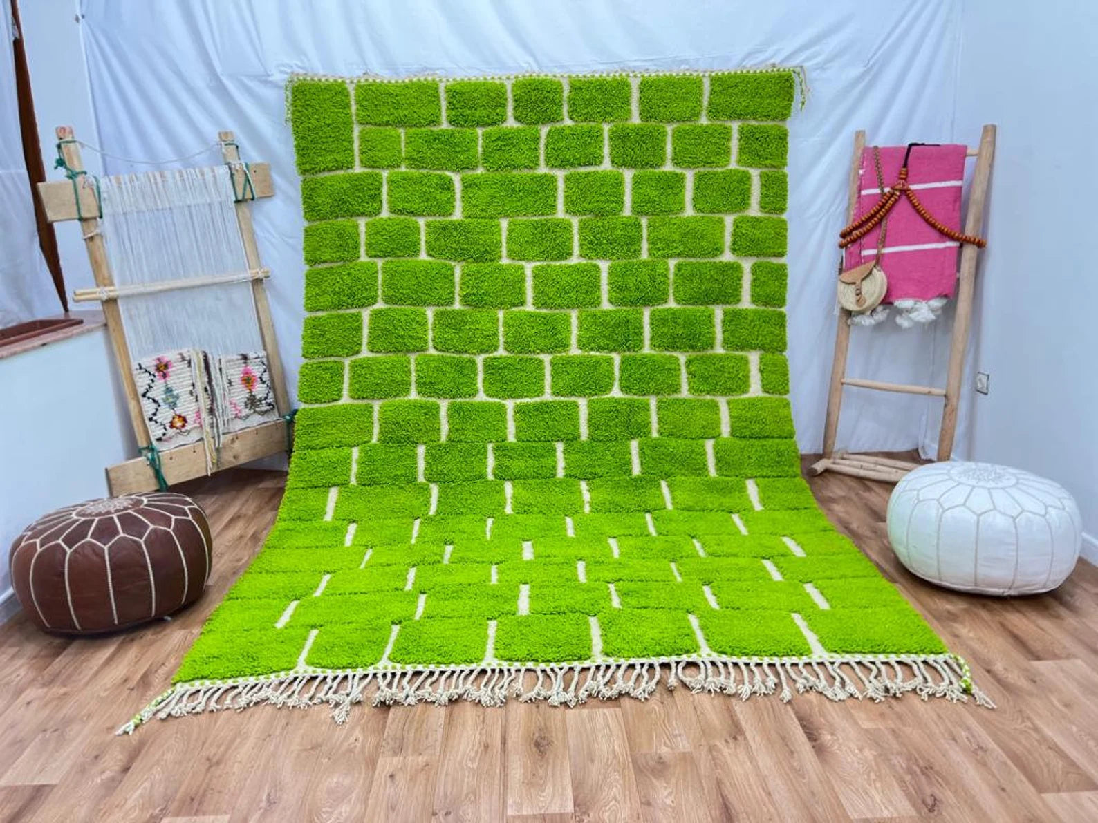 Green beni Hand Knotted Carpet & Rugs