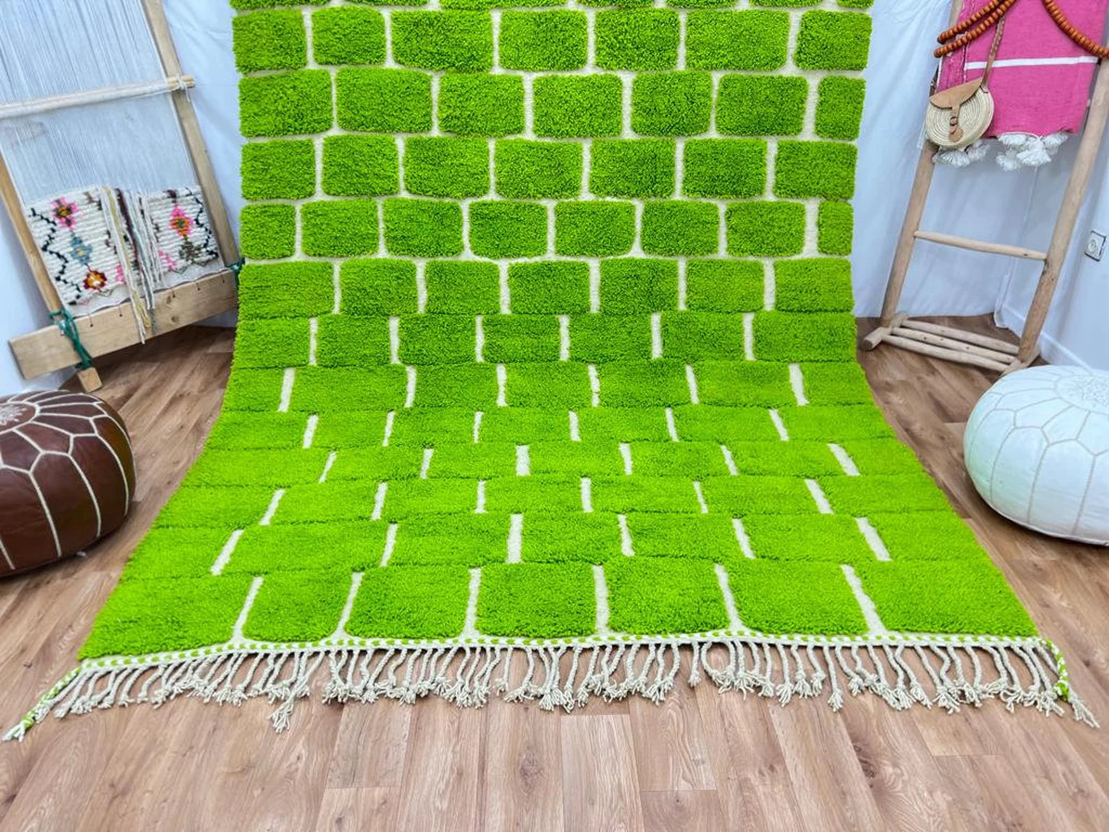 Green beni Hand Knotted Carpet & Rugs