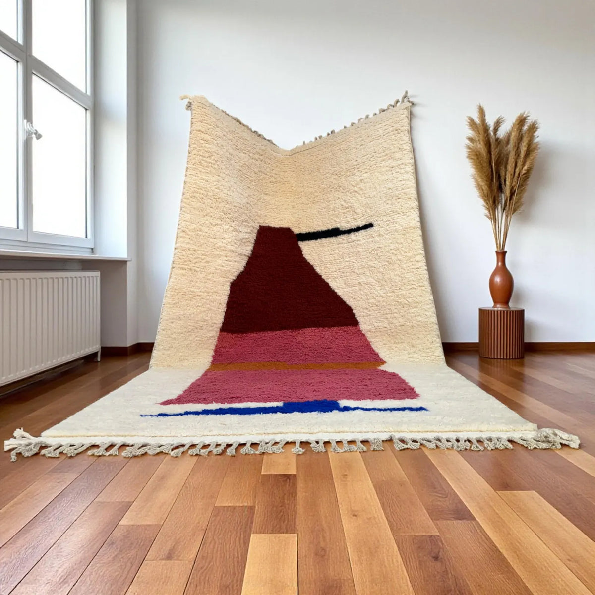 Burgundy Pink Moroccan Carpet – hand knotted wool carpet, handmade in India | Hand Knotted Carpets by Rugverse (view 9)