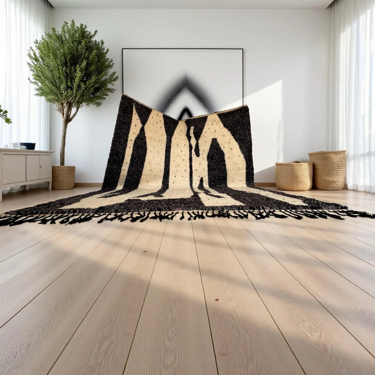 Black Ivory Moroccan Carpet – hand knotted wool carpet, handmade in India | Hand Knotted Carpets by Rugverse (view 3)