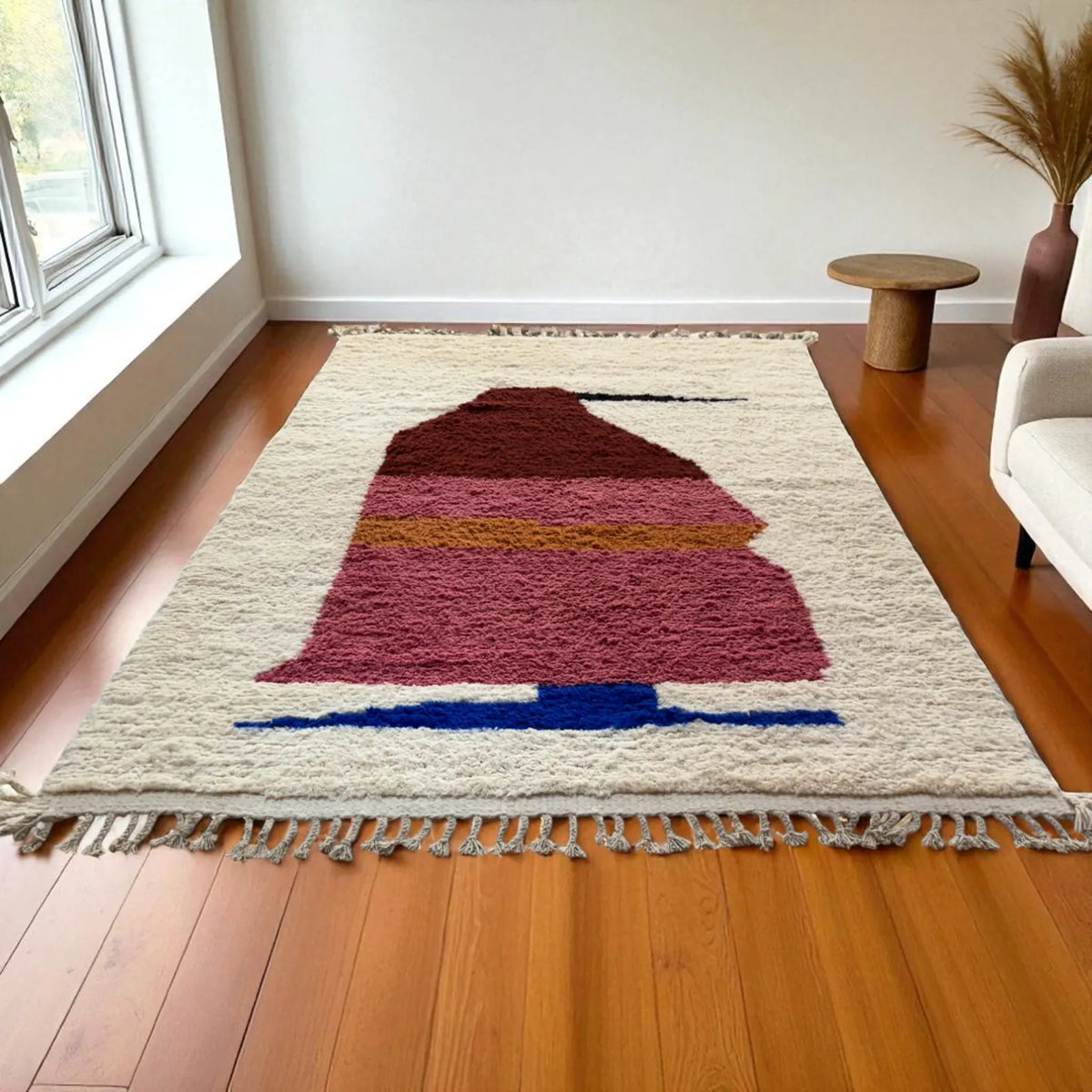 Burgundy Pink Moroccan Carpet – hand knotted wool carpet, handmade in India | Hand Knotted Carpets by Rugverse (view 6)