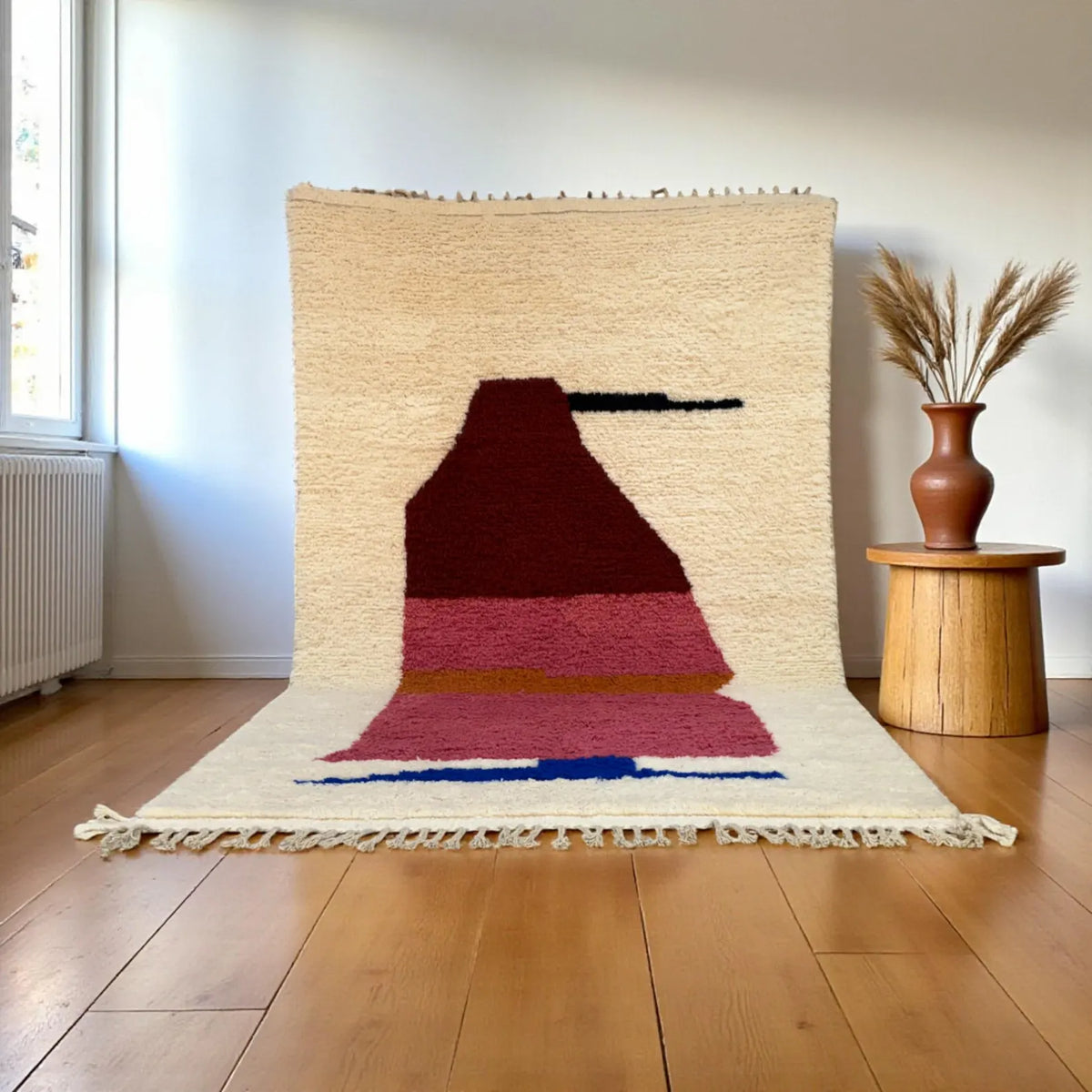 Burgundy Pink Moroccan Carpet – hand knotted wool carpet, handmade in India | Hand Knotted Carpets by Rugverse (view 8)